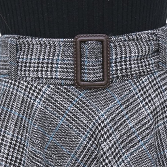 Cute Elastic Waist Plaid Check Belted Midi Skirt - Picture 5 of 13